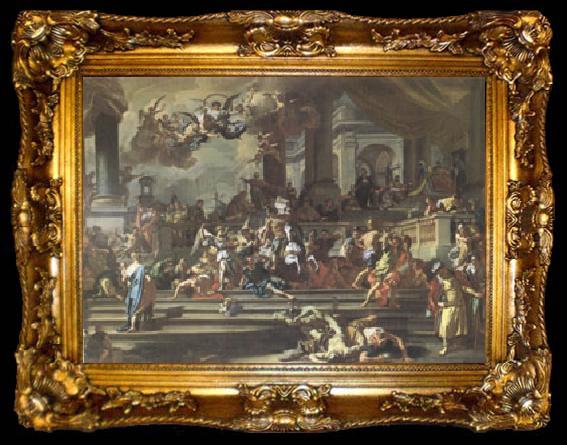 framed  Francesco Solimena Heliodorus Chased from the Temple (mk05), ta009-2